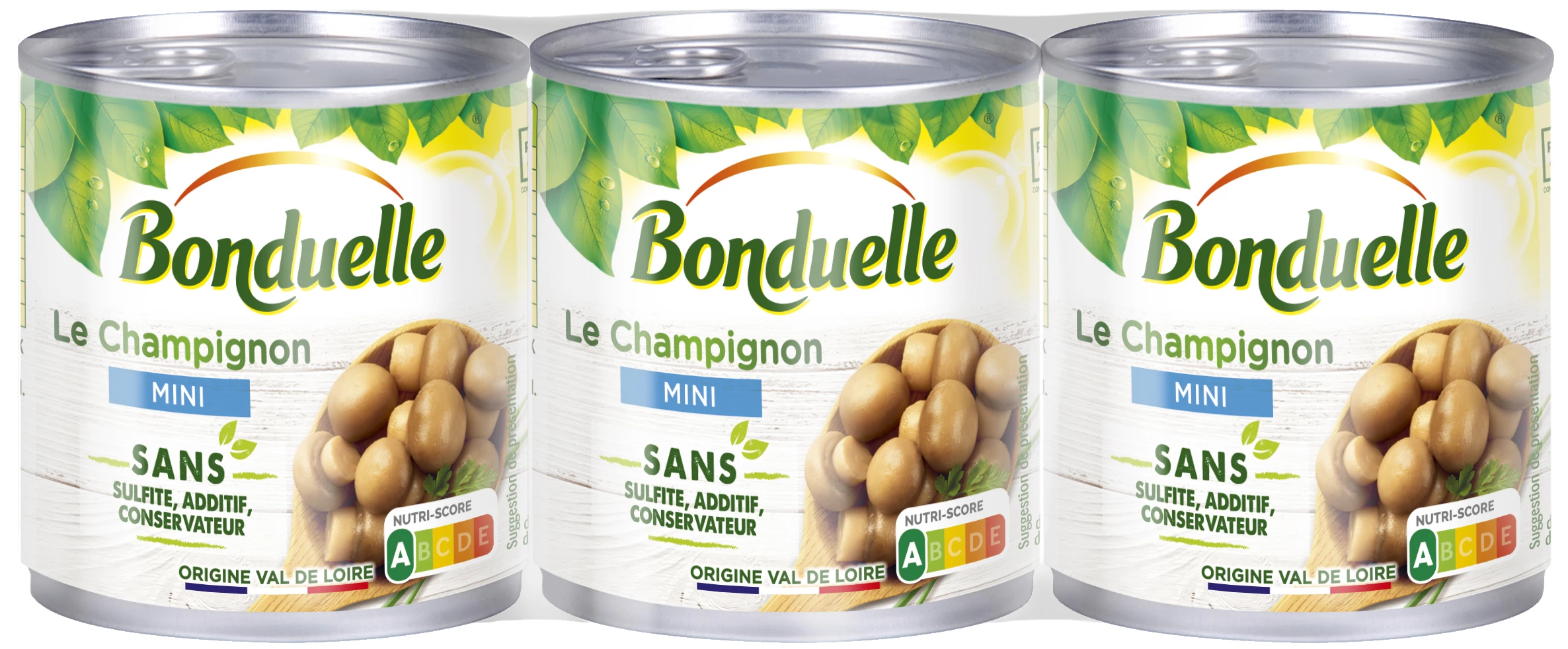 Mini Sulfite Free Mushroom; Additive and preservative 3 boxes of 195g - BONDUELLE