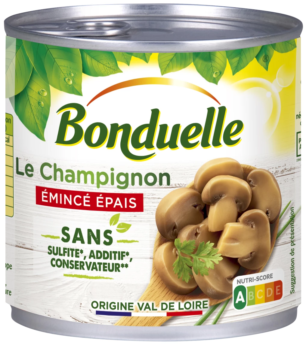 Champignons Emincés Epais Sans Sulfite; Sans Additif et Sans Conservateur; 230g - BONDUELLE