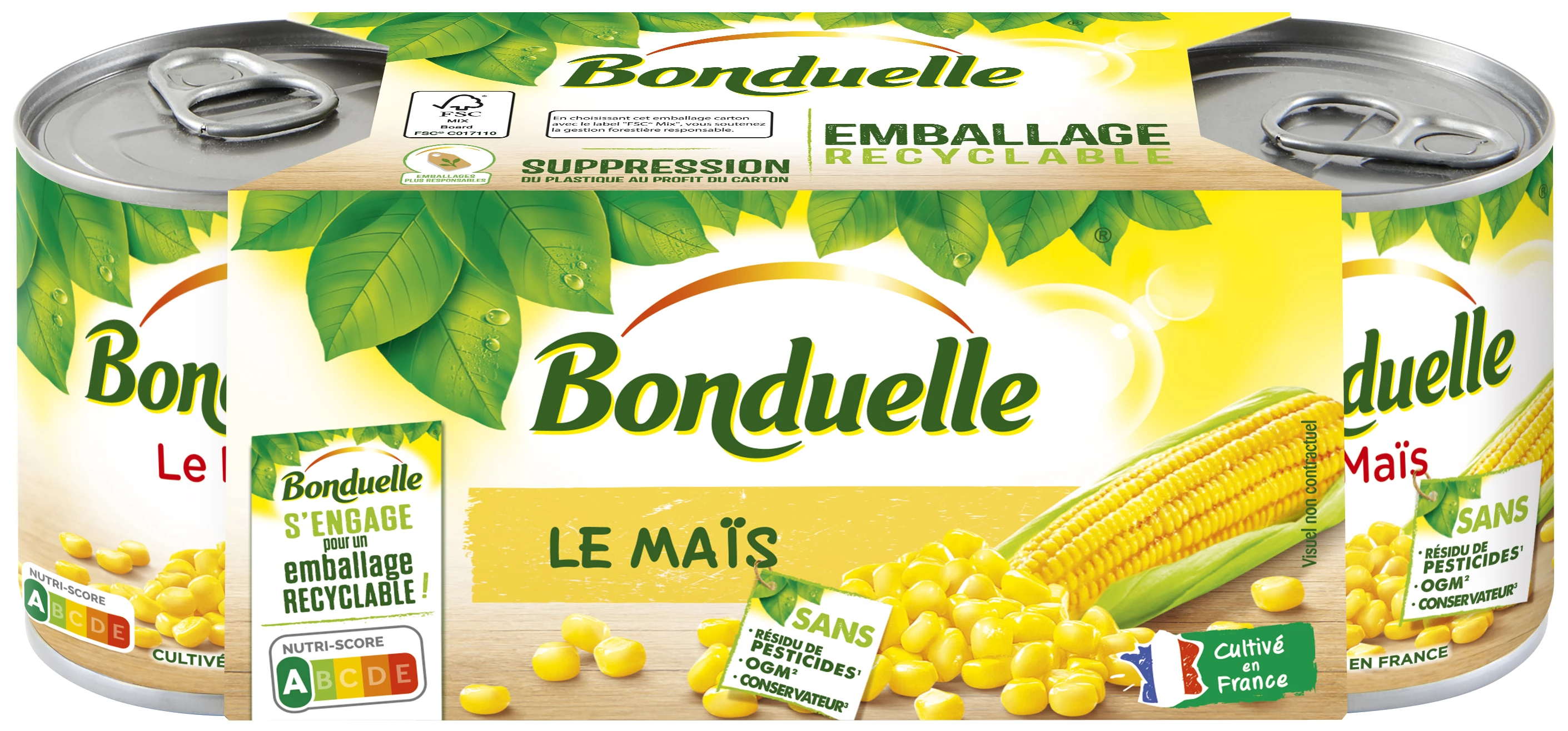 الذرة بدون بقايا المبيدات الحشرية؛ 3 × 140 جم -  BONDUELLE