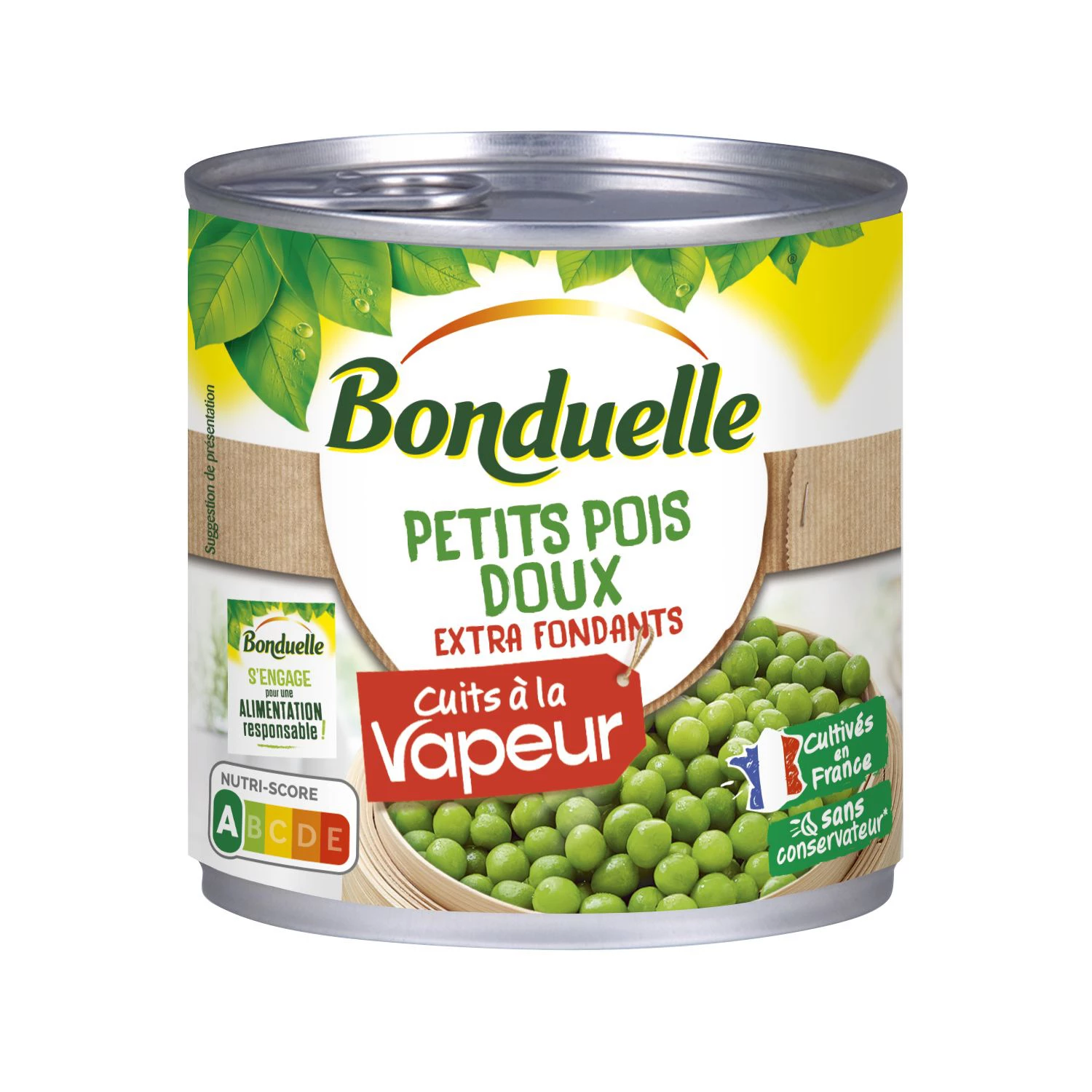 Petits Pois Cuits à La Vapeur; 310g - BONDUELLE