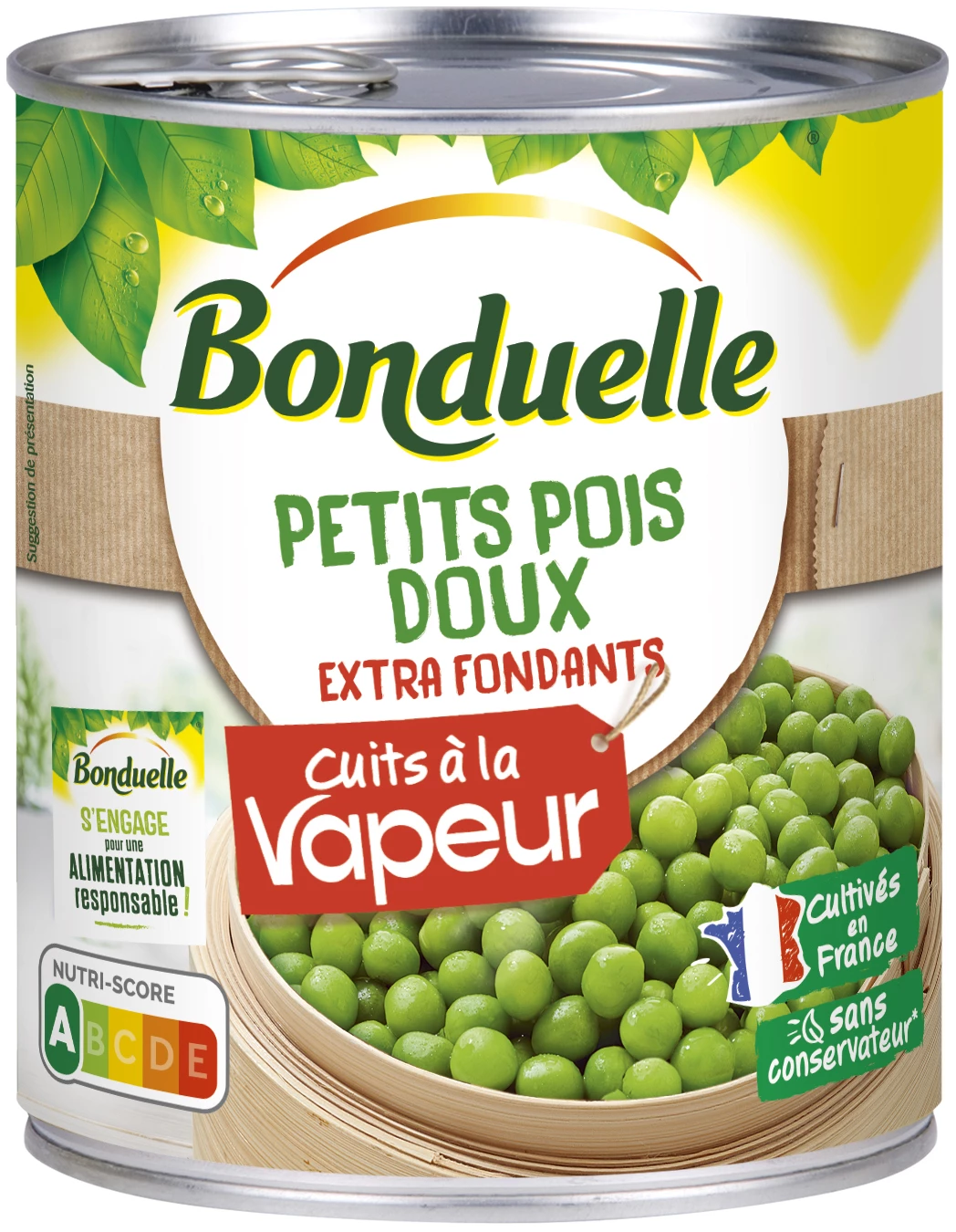 Petits Pois Doux Cuits à La Vapeur, 530g - BONDUELLE
