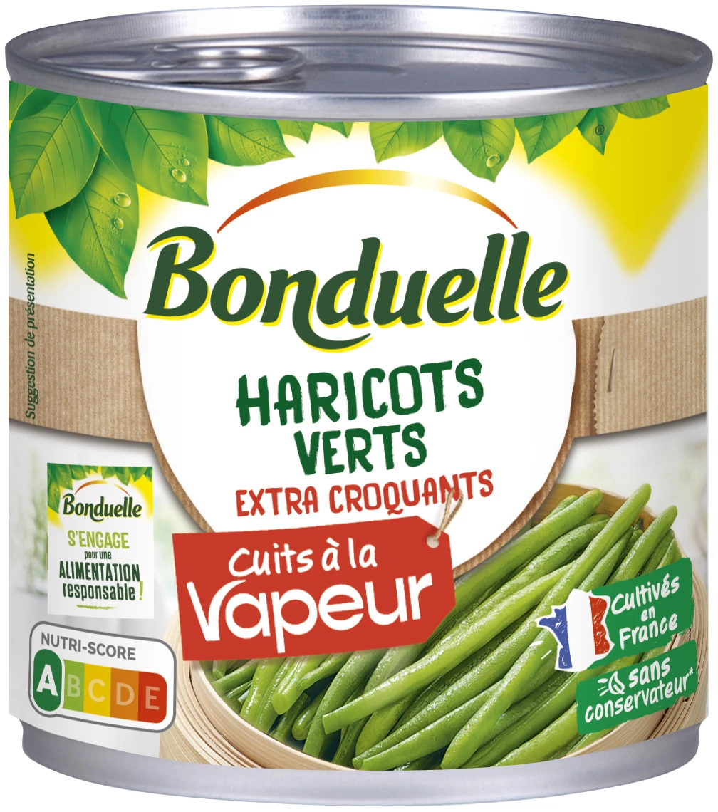 Haricots Verts Extra-Fins Cuits à La Vapeur; 220g  - BONDUELLE