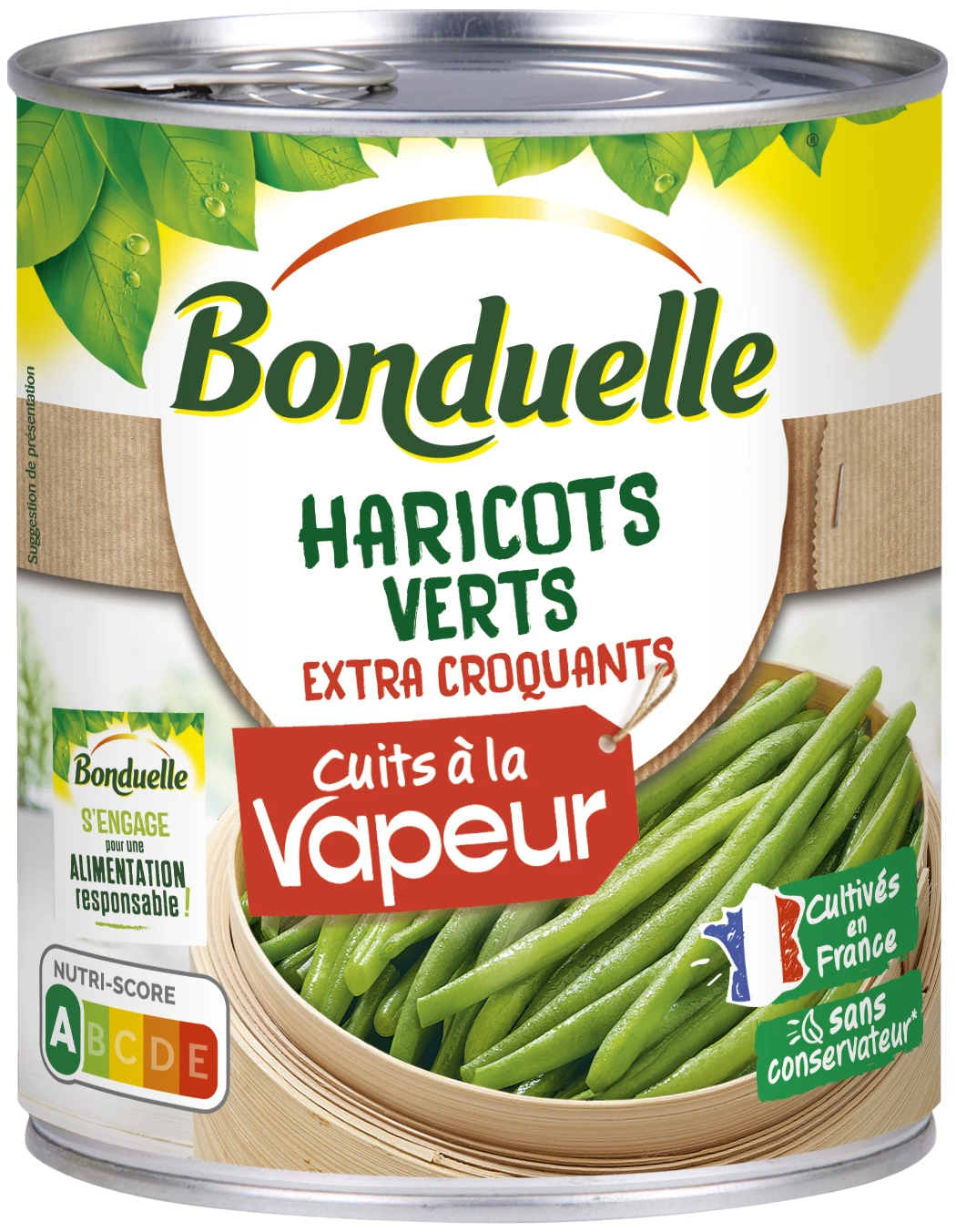 Haricots Verts Extra-Fins Cuits à La Vapeur; 440g - BONDUELLE