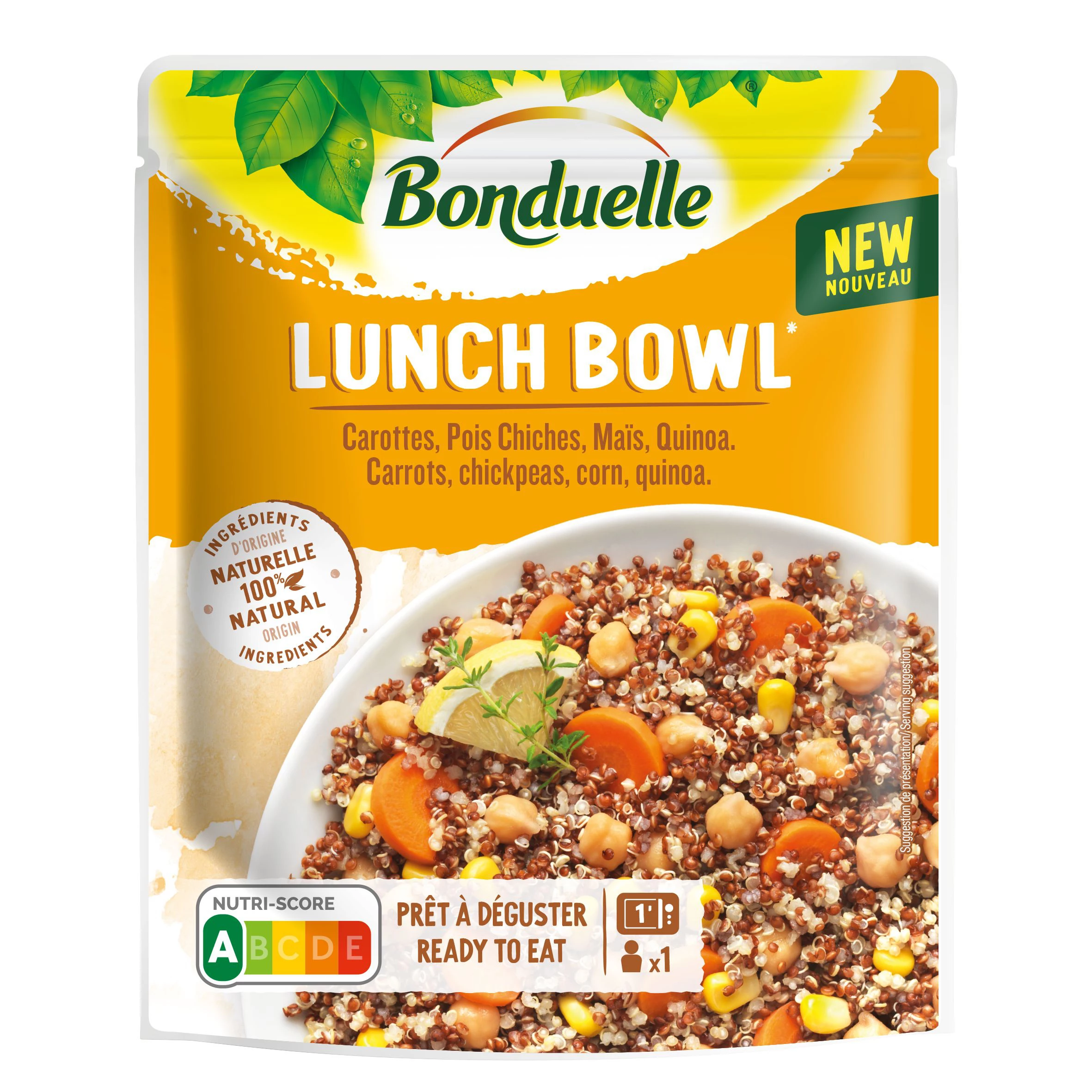 Cooked Meal Lunch Bowl with Quinoa and Vegetables; 250g - BONDUELLE
