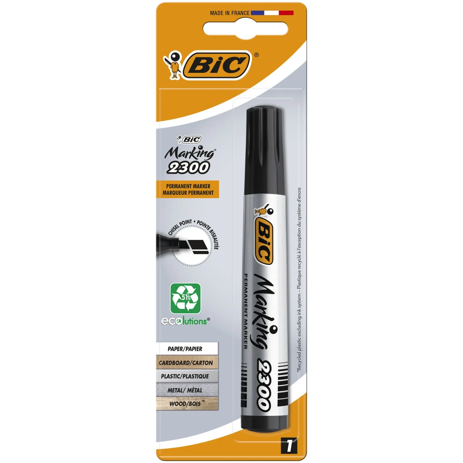 Black Bevel Permanent Marker