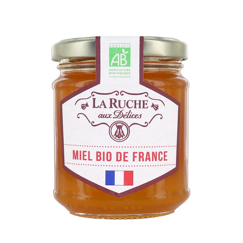Pot Verre Miel De France Bio 250g - LA RUCHE AUX DELICES