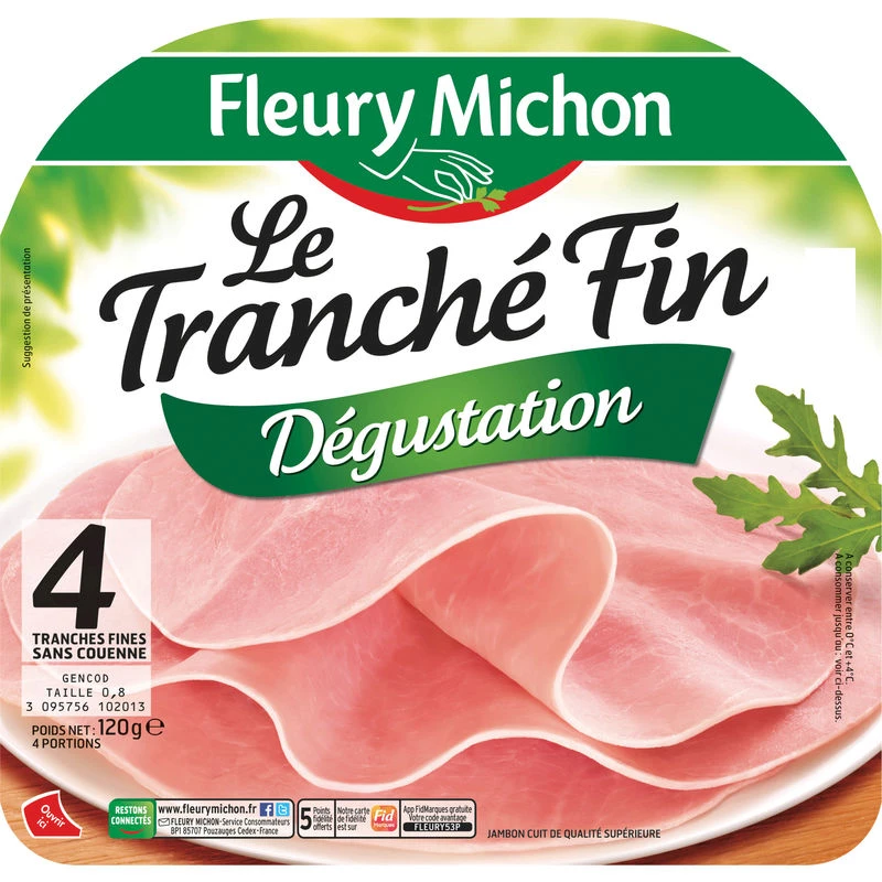 Jamón En Lonchas Finas, 4 Lonchas 120g - FLEURY MICHON