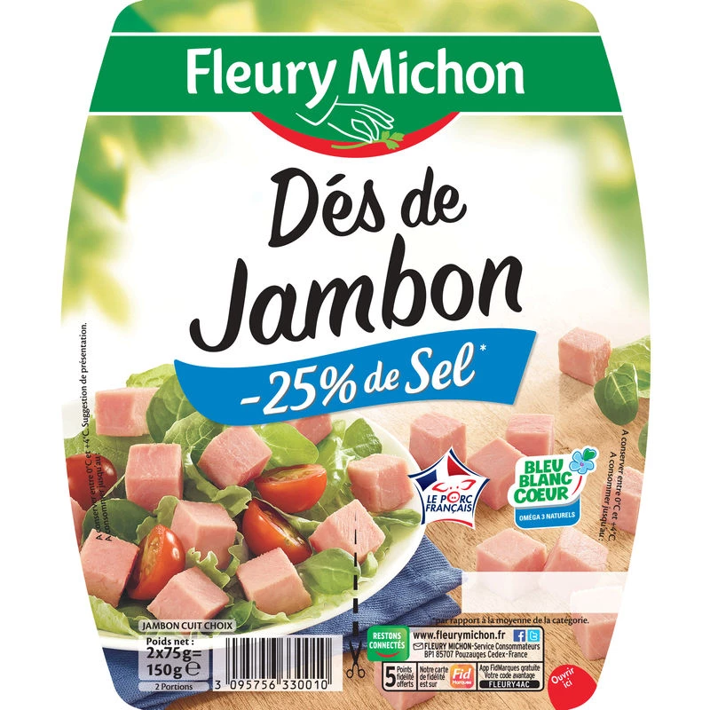 Dados De Jamón Reducido En Sal, 150g - FLEURY MICHON