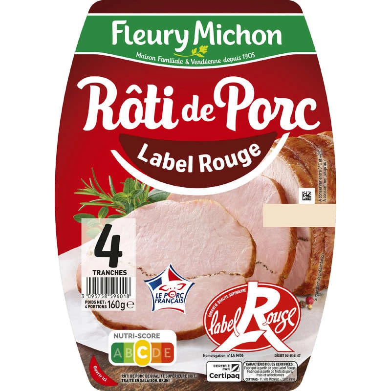 Cerdo asado cocido Red Label, 4 rebanadas - FLEURY MICHON