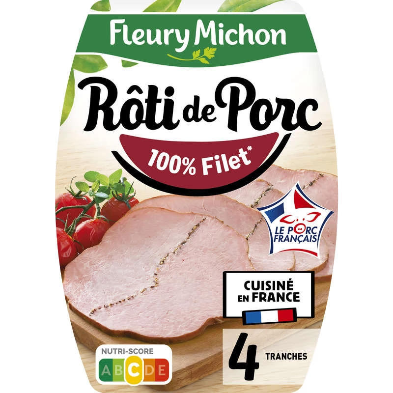 Konservierungsgekochter Schweinebraten ohne Nitrit, 4 Scheiben - FLEURY MICHON
