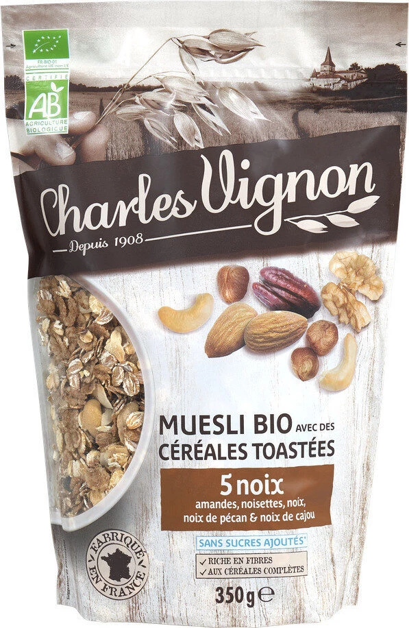 Céréales Muesli Céréales Toastés 5 Noix Bio 350g - Charles Vignon