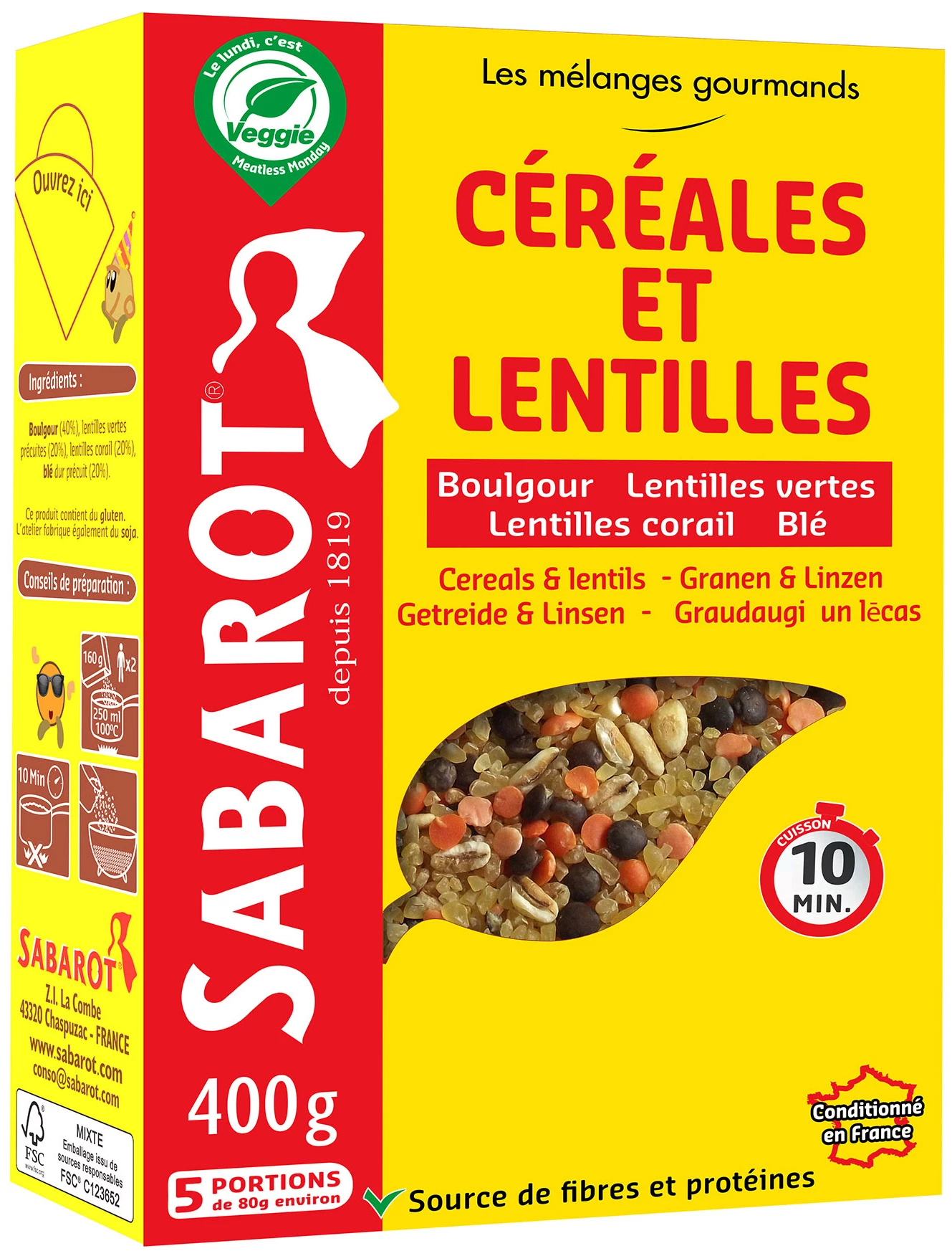 cereales lentejas; 400g - SABAROT