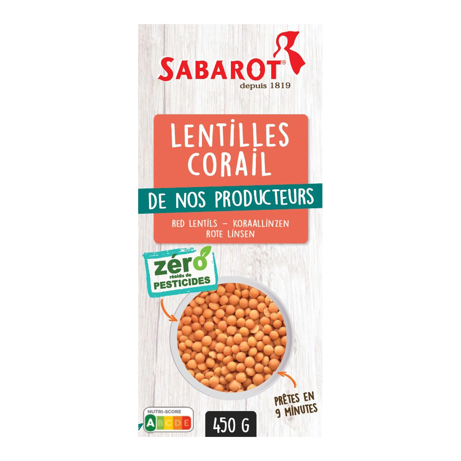 Lentilles corail, 450g - SABAROT