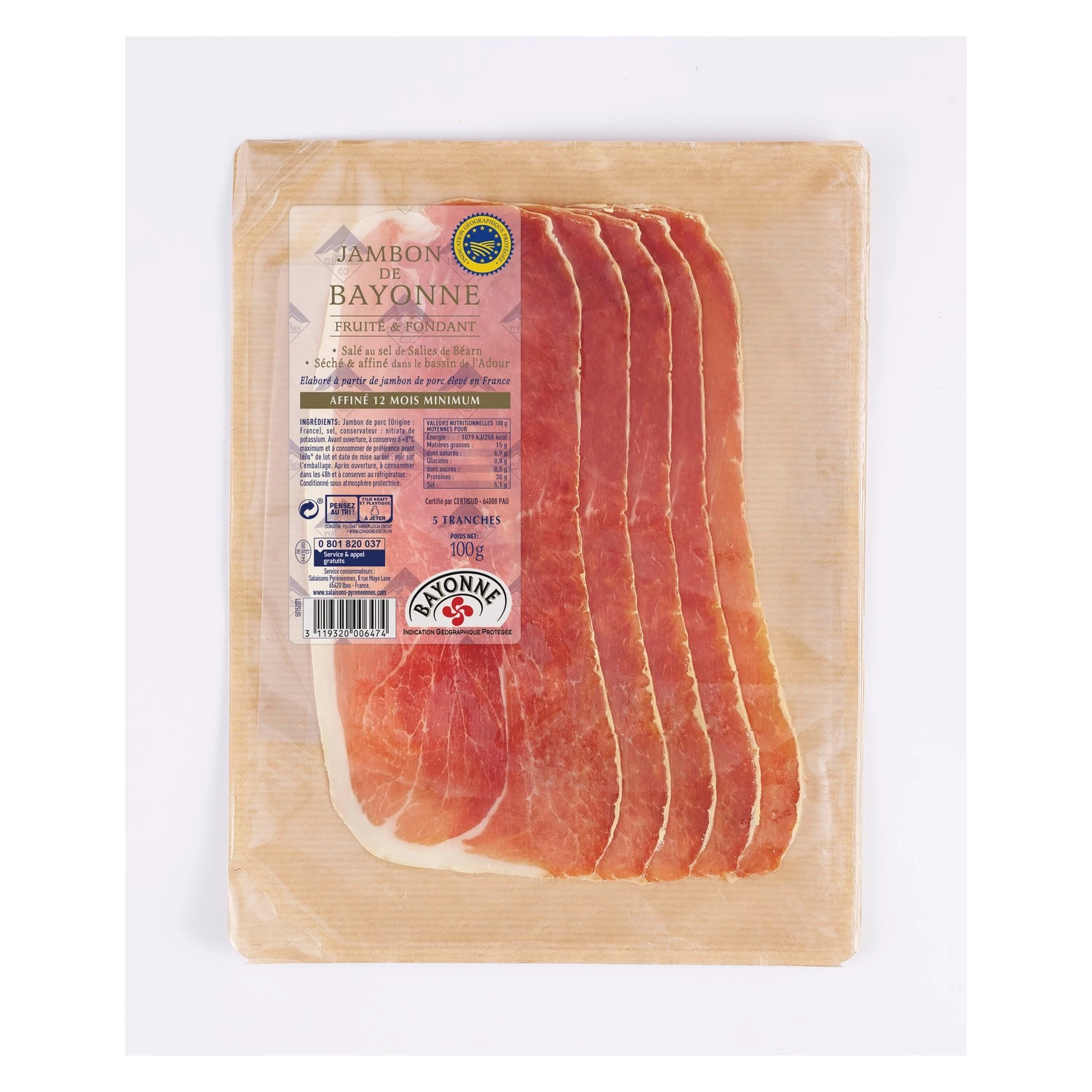 Jambon Bayonne Igp 12m 100g