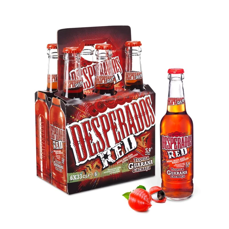 Красное ароматизированное пиво Текила Гуарана Кашаса, 5,9°, 6x33cl - DESPERADOS