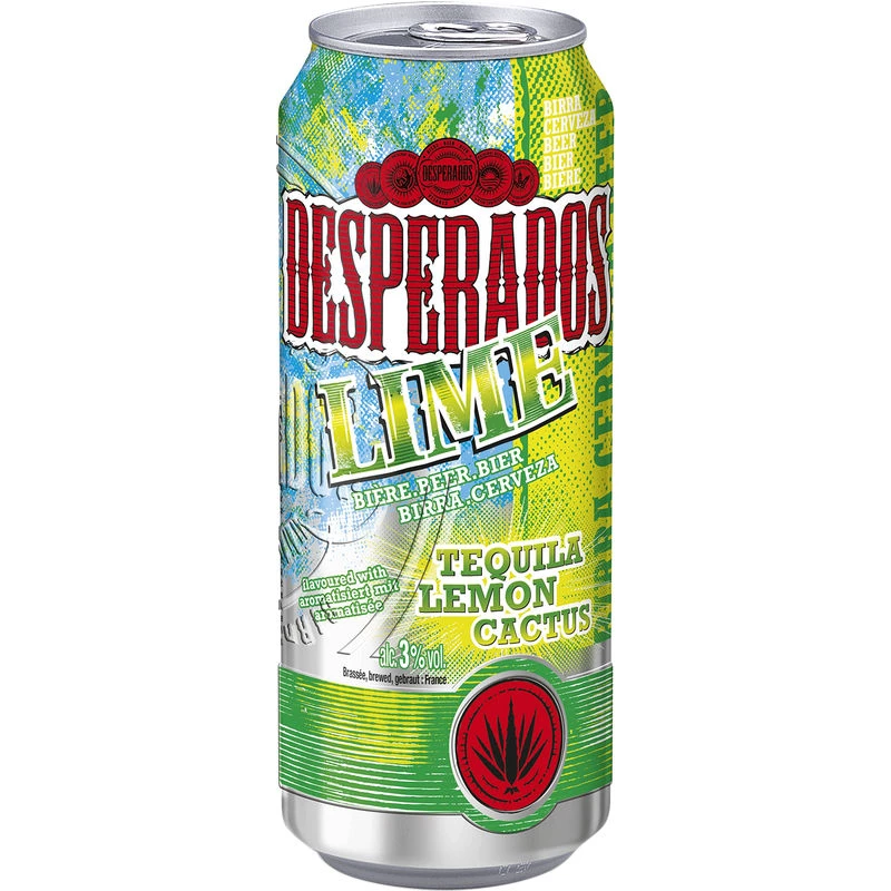 Bière arômes tequila, citron, citron vert et cactus DESPERADOS la canette de 50 cL