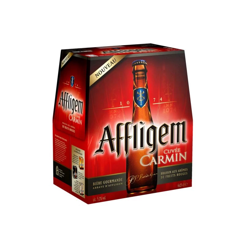 Cerveza Aromatizada con Frutos Rojos de Abadía, 5,2°, 6x25 cl - AFFLIGEM