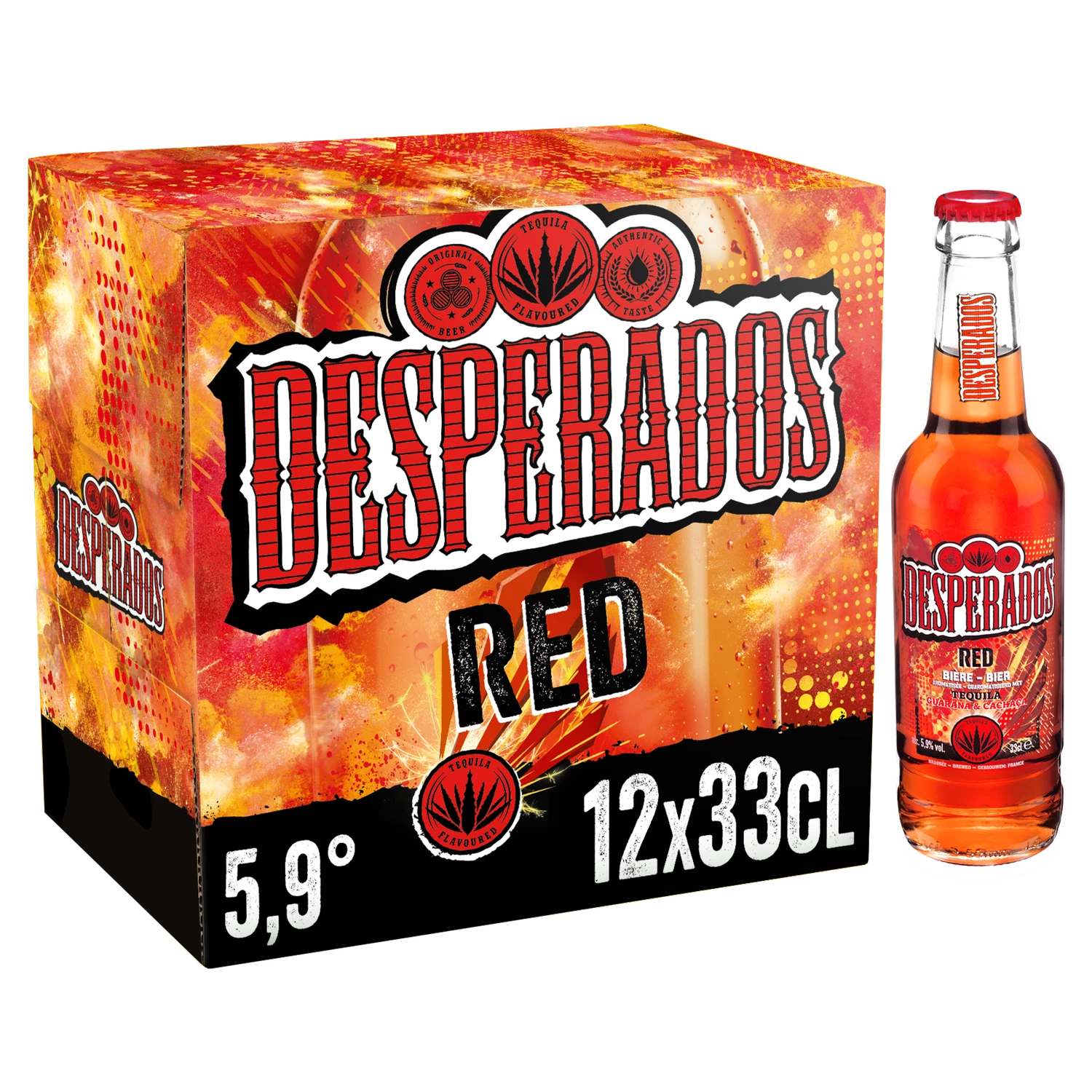Tequila Guarana Cachaça Red Flavored Beer, 12x33cl -  DESPERADOS