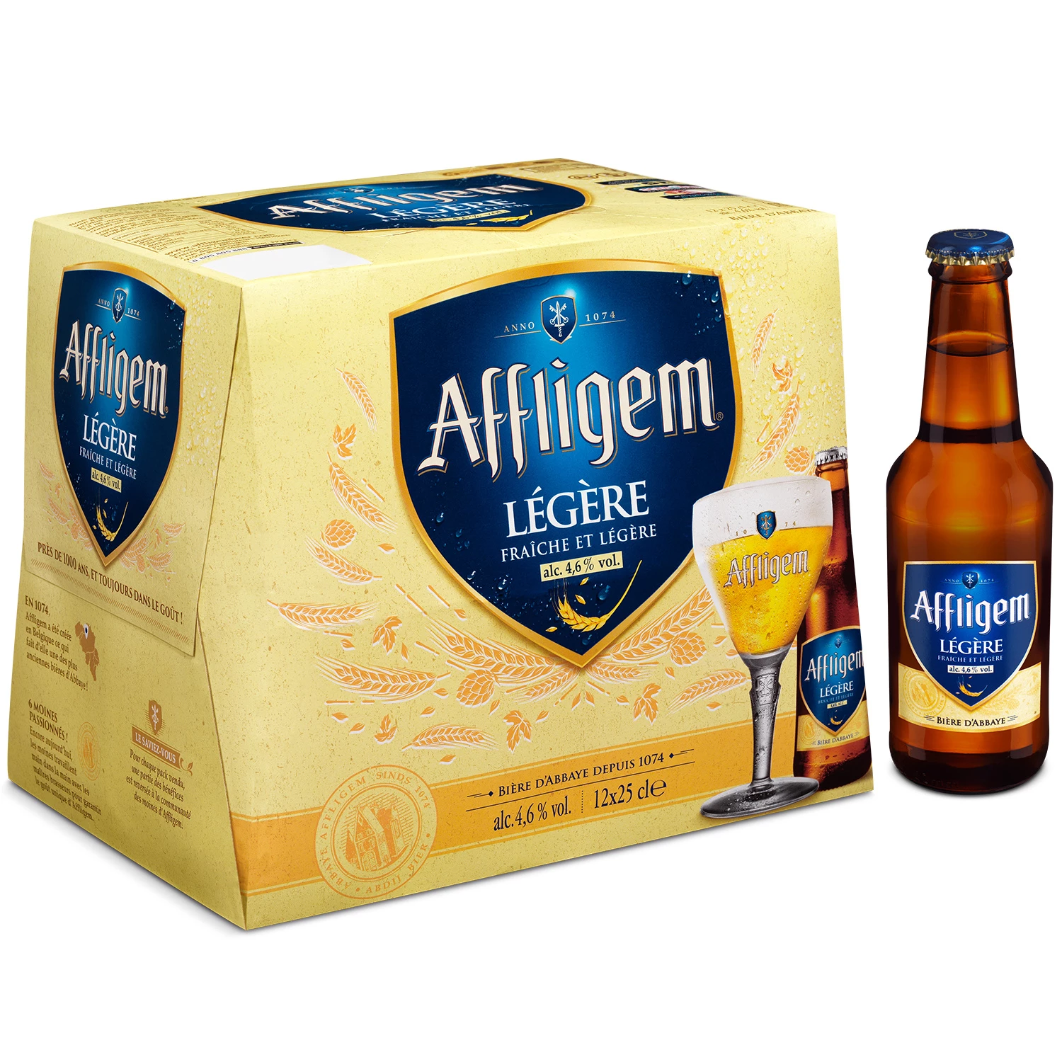 Бельгийское светлое светлое пиво Abbey, 4.6°, 12x25cl - AFFLIGEM