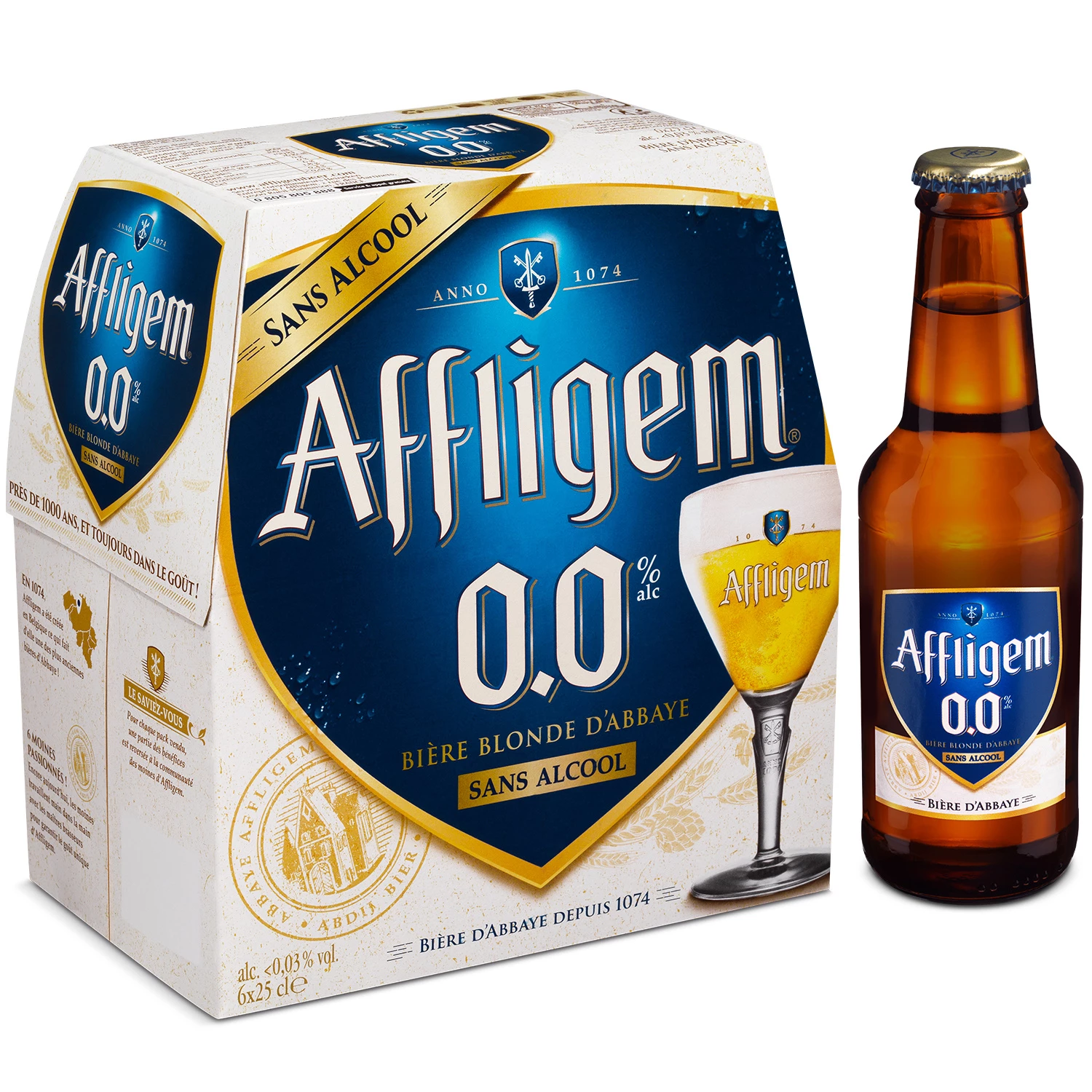 Bière Blonde d'Abbaye Sans Alcool, 6x25cl - AFFLIGEM