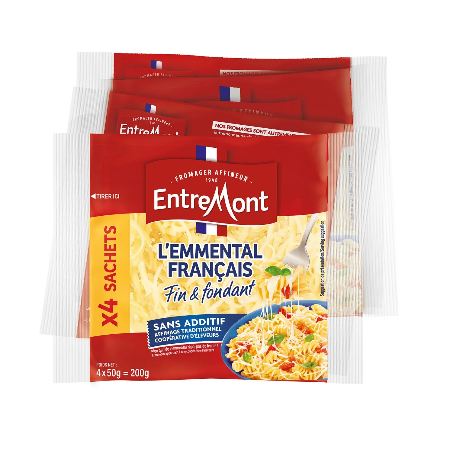 Emmental 4x50g grated cheese - Entremont