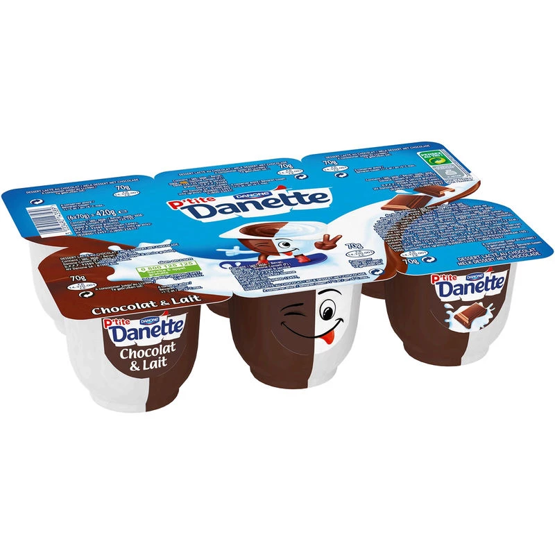 Yaourt Gouter Chocolat & lait P'tite Danette 6x70g - DANONE