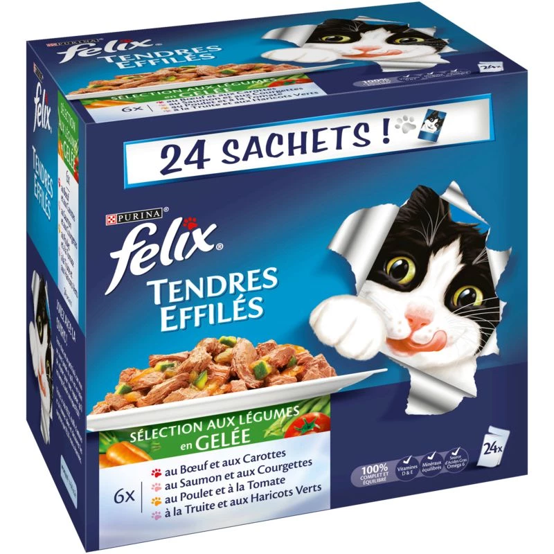 Pâtée pour chats Tendres effilés Felix la boite de 24x100g - PURINA