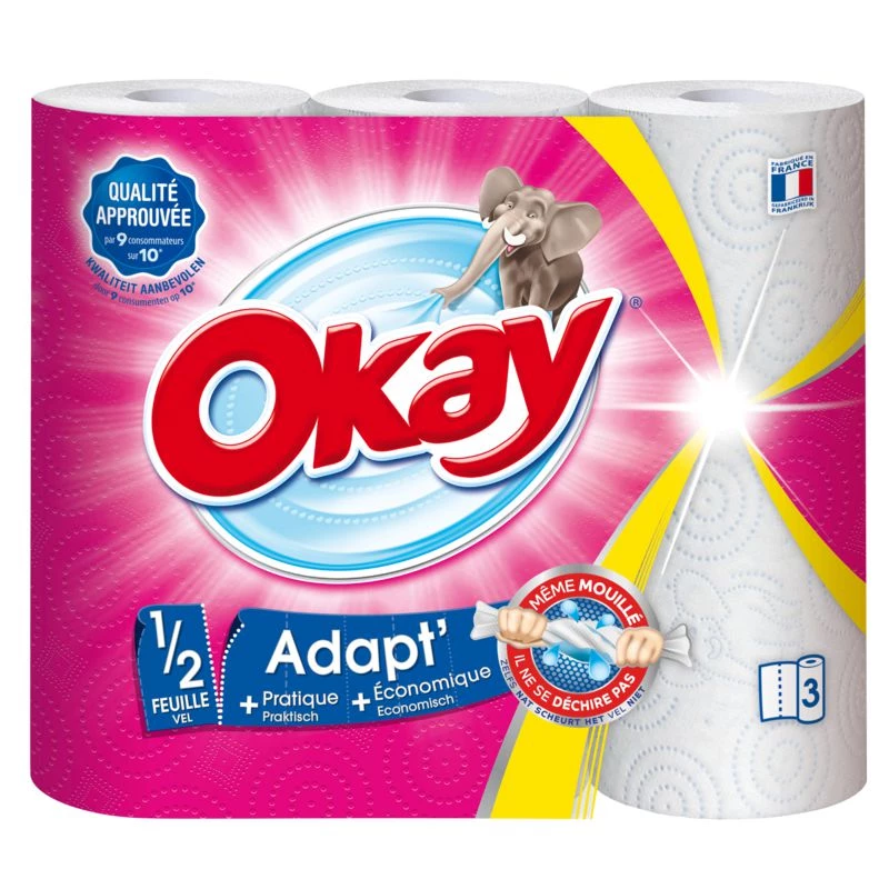 1/2 ورقة منشفة ورقية معدلة × 3 - OKAY