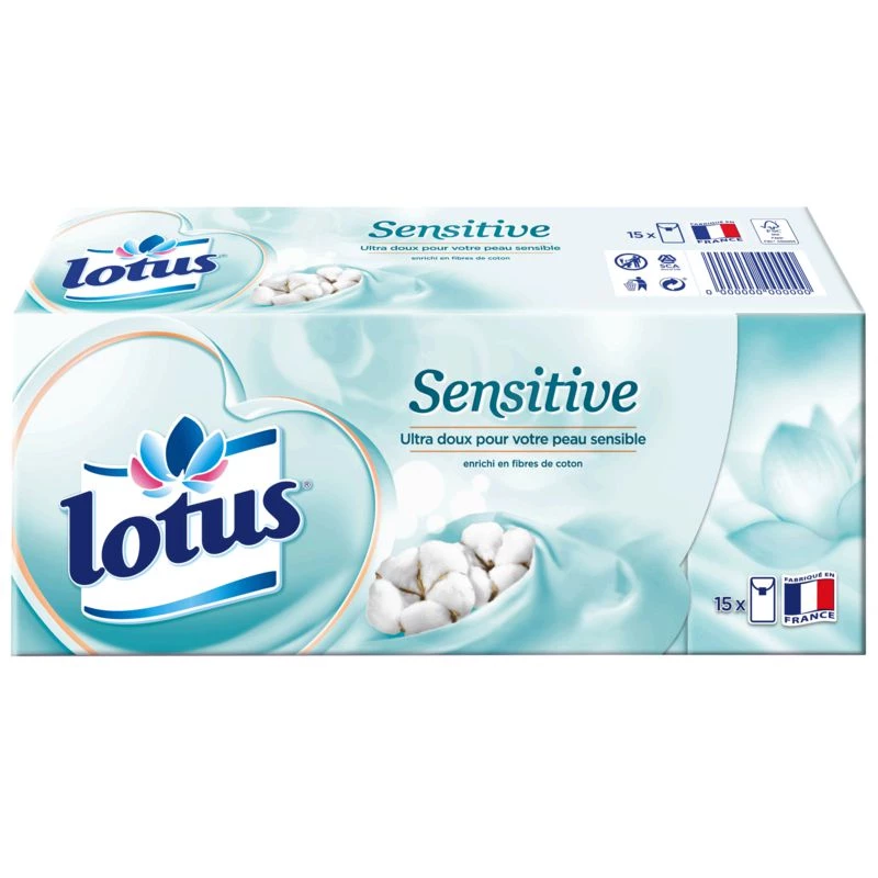 Mouchoirs sensitive x15 etuis - LOTUS