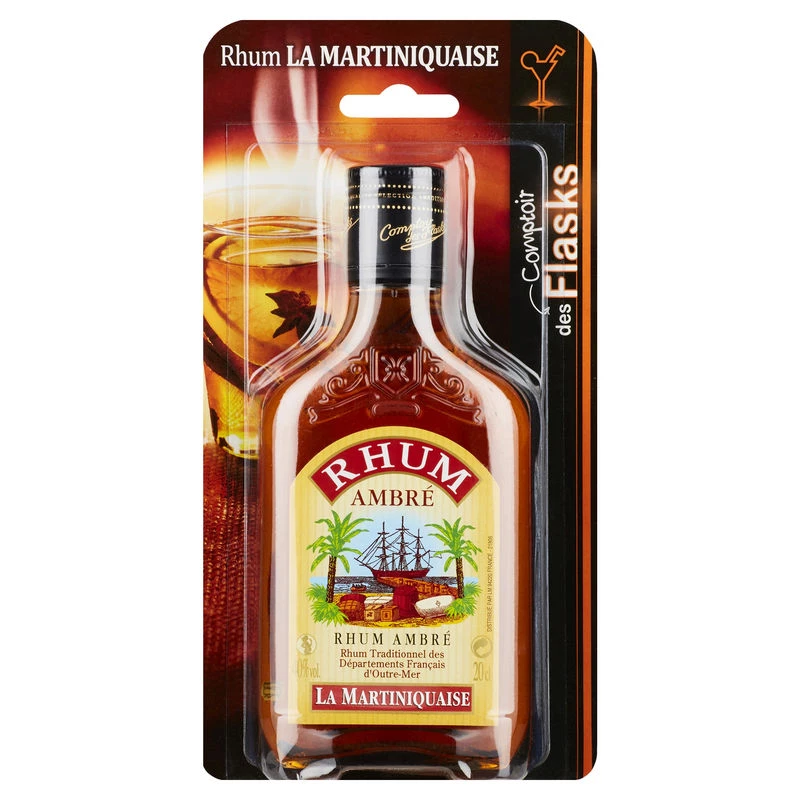 Rhum Ambré,40°,flask de 20cl - LA MARTINIQUAISE