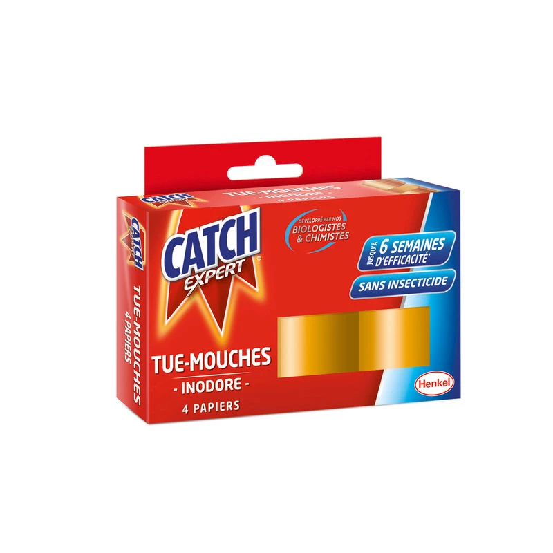 Papel antimoscas inodoro x4 - CATCH