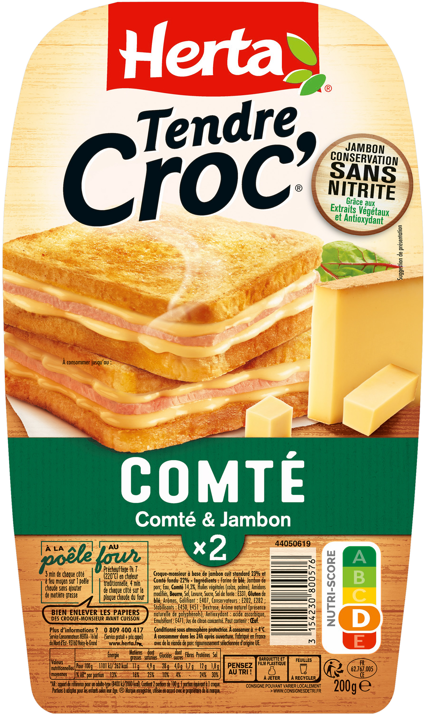 Croque-monsieur Comté e prosciutto Tendre Croc' x2, 200 g - HERTA