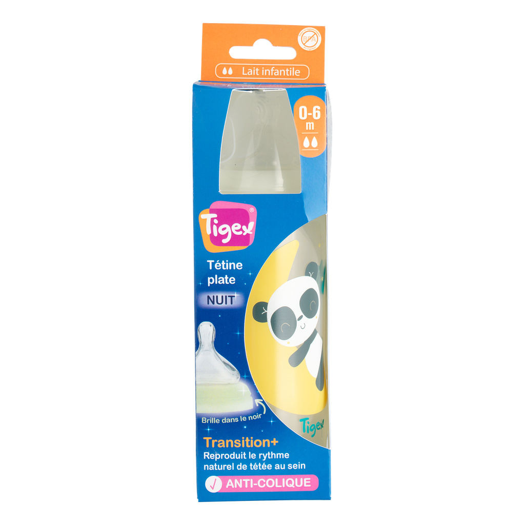 Transition+ Biberon Col Large 300ml 0-6m Nuit Mixte