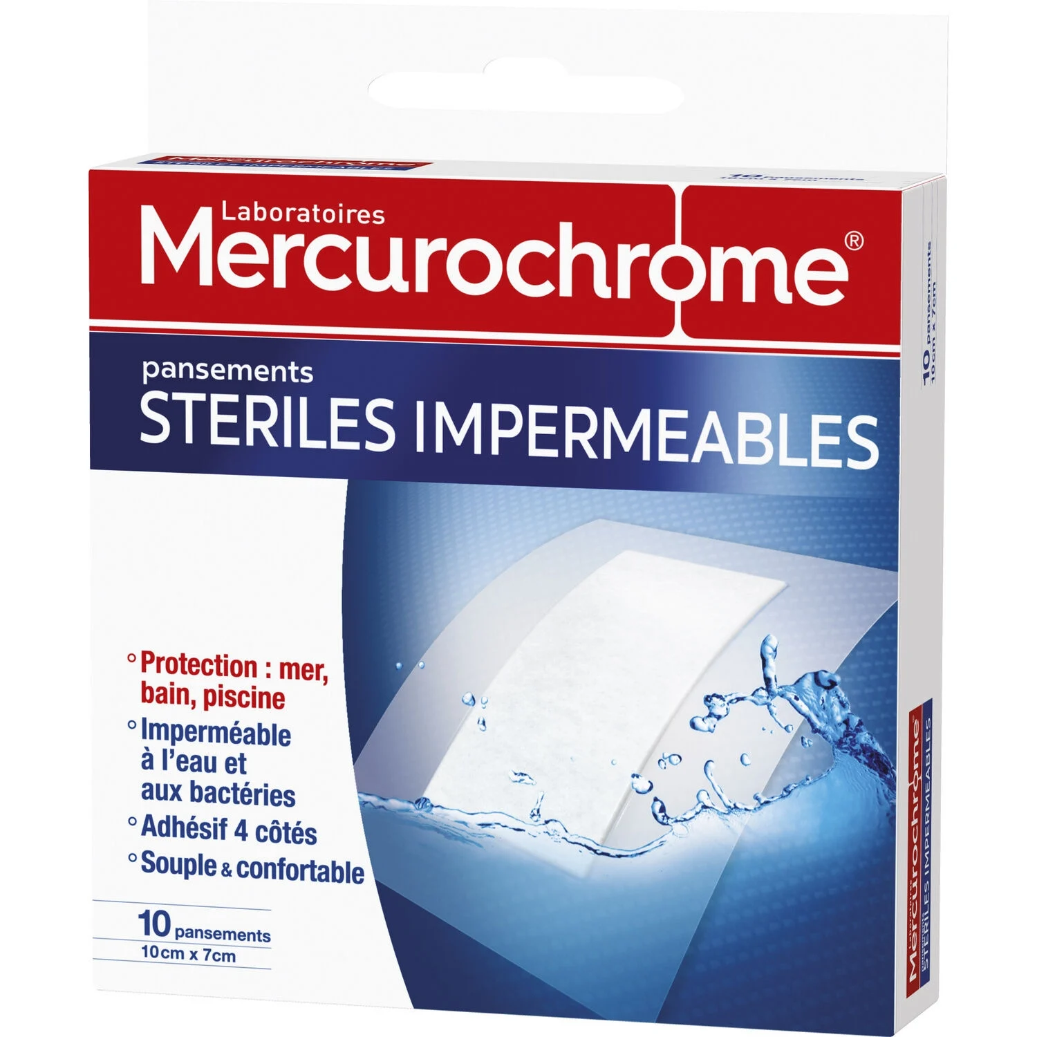 Waterproof Bandages 10x7cm - Mercurochrome