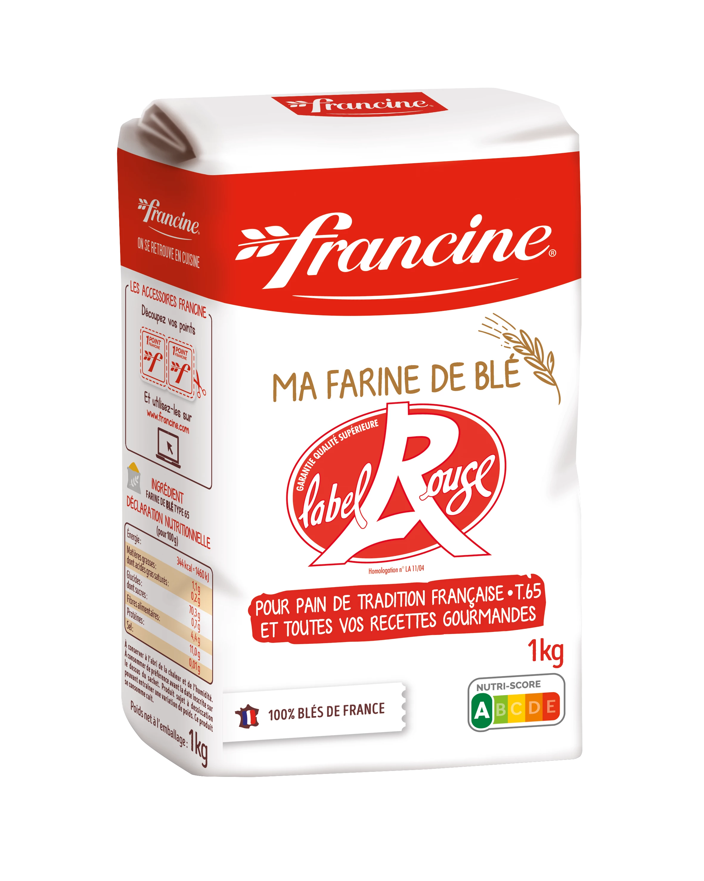 Farine Label Rouge T65, 1kg - FRANCINE