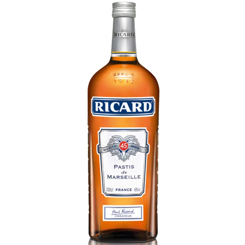 Pastis, 45°, bouteille de 2l - RICARD