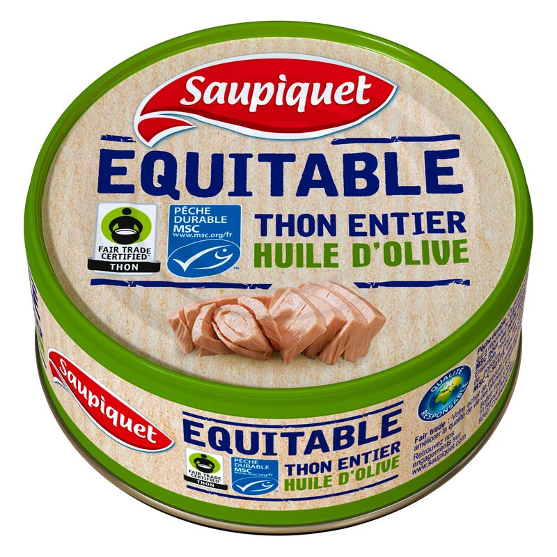 Ganzer Thunfisch beträufelt mit MSC-Olivenöl extra vergine 130 g - SAUPIQUET