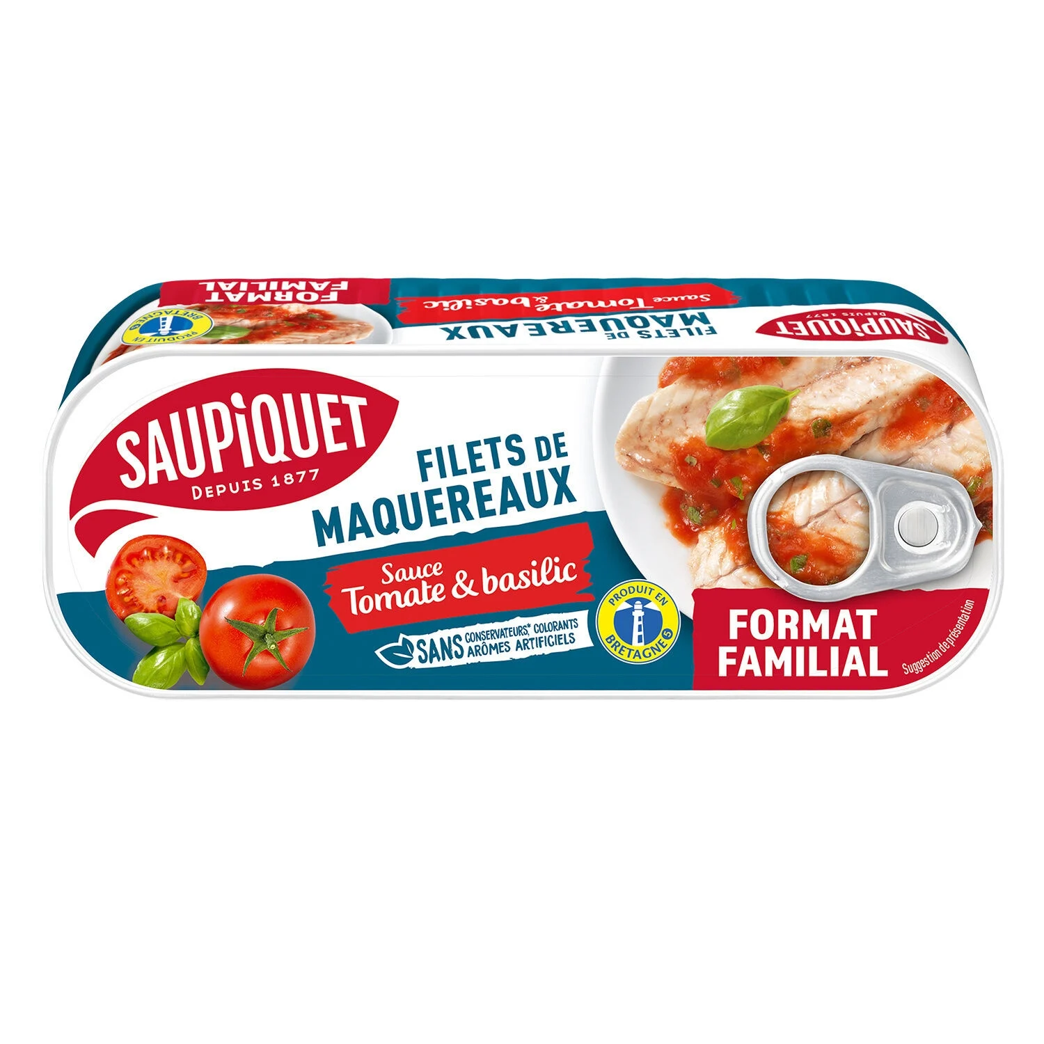 Mackerel nets tomato sauce and basil 226g - Saupiquet