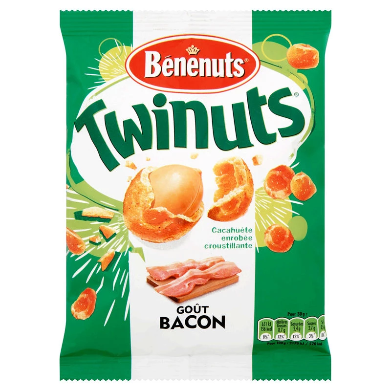 Twinuts Cacahuetes Recubiertos Sabor Tocino, 150g - BENENUTS