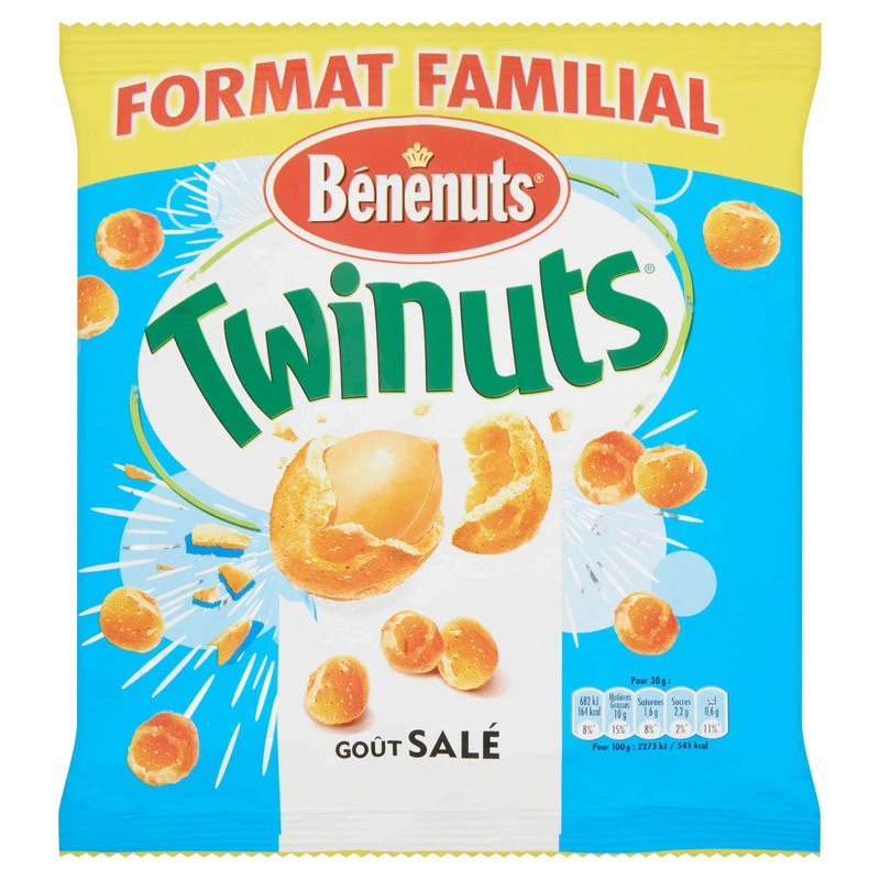 Cacahuètes Enrobées Saveur  Twinuts Nature, 260g - BENENUTS