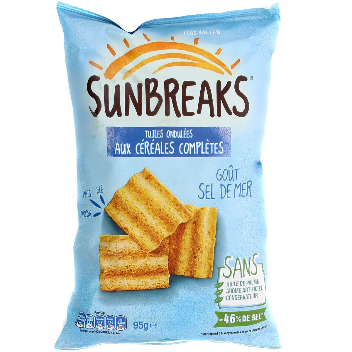 Golvende tegels met volkoren, zeezoutsmaak, 95 g - SUNBREAKS