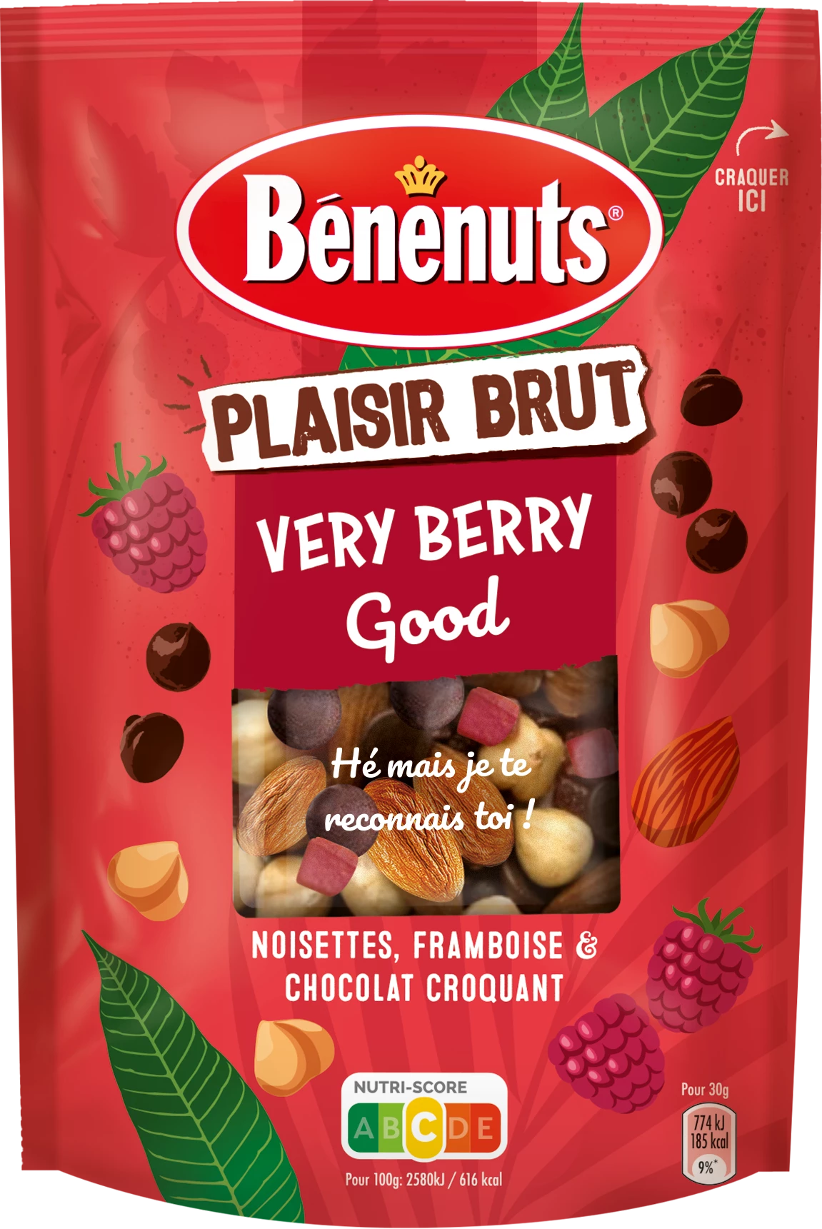 Seed Mix Almonds Hazelnuts Raspberry Chips & ChocoLat, 120g - BENENUTS