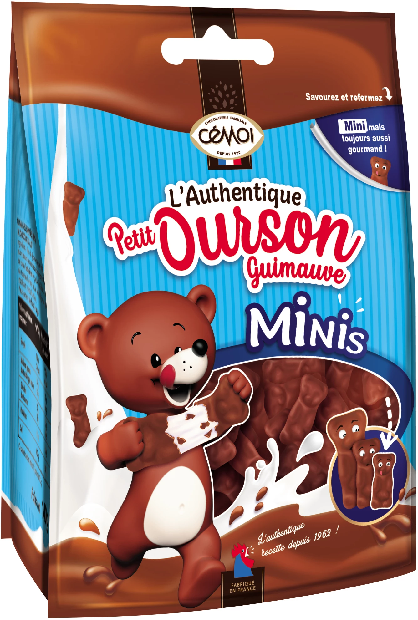 Minis Petit Ourson Guimauve Chocolat au Lait; 140g - CEMOI