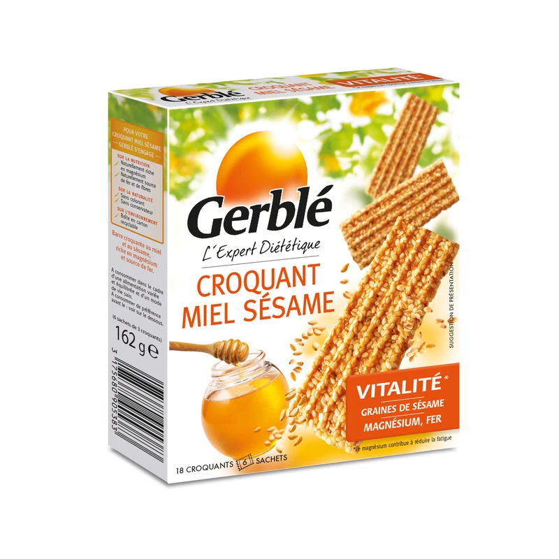 Biscuit croquant miel/sésame 162g - GERBLE