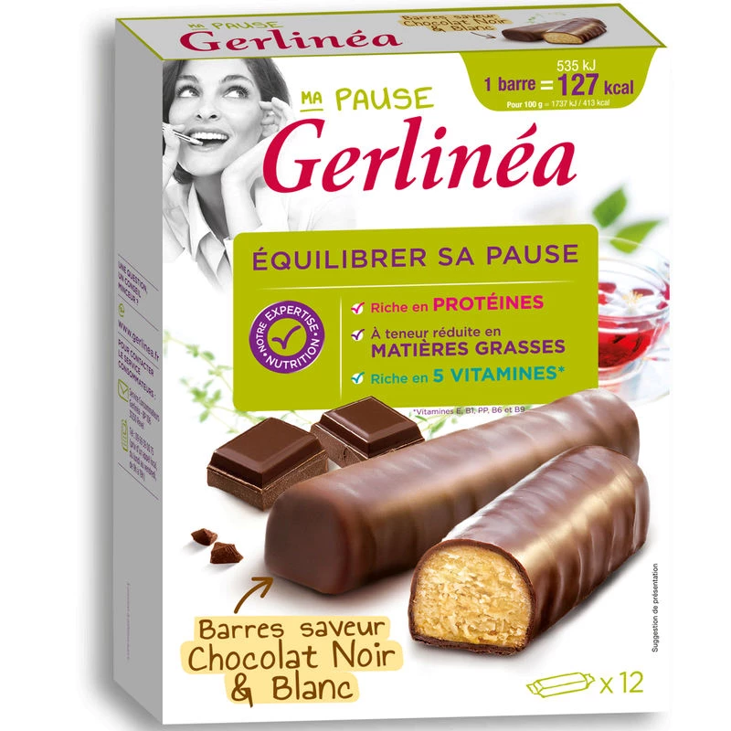Barrette di cioccolato fondente/bianco 372g - GERLINEA