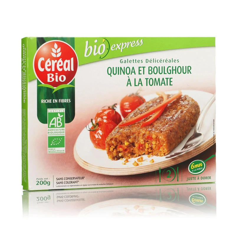 Tortita ecológica de quinao y bulgur con tomate 200g - CEREAL Bio