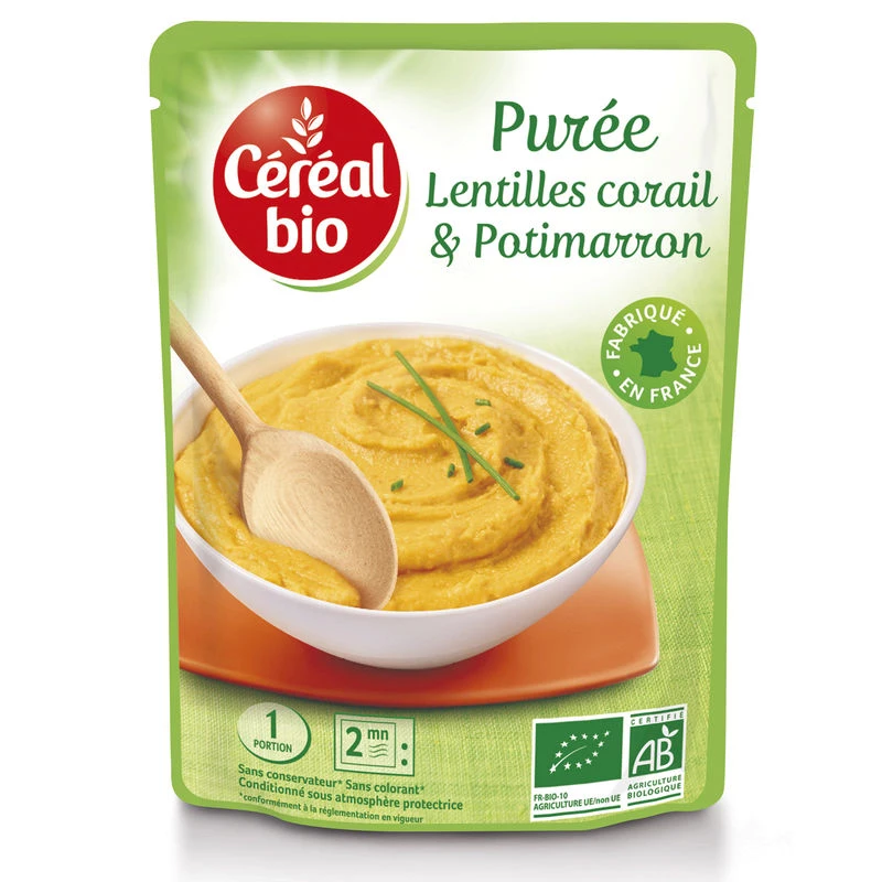 Biologische koraallinzen- en pompoenpuree 250g - CEREAL Bio