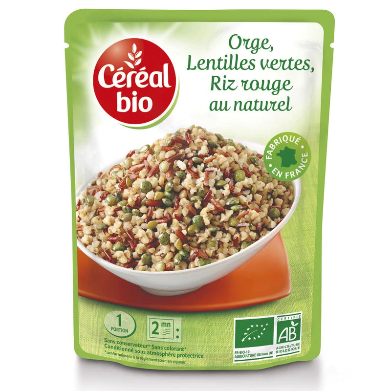 Orge, lentilles vertes, riz rouge Bio 250g - CEREAL Bio