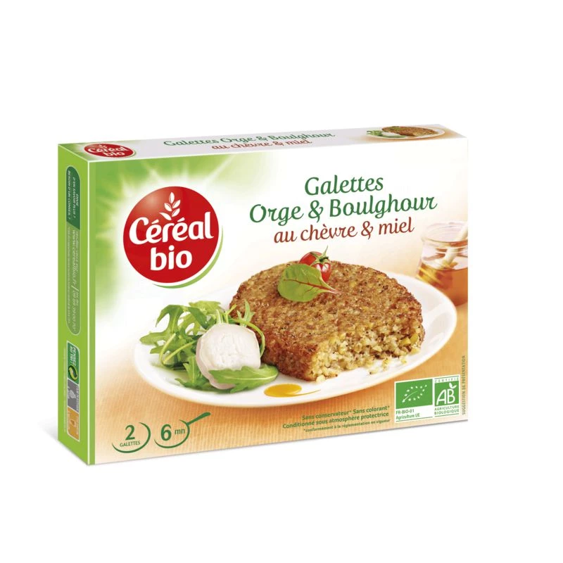 Panquecas de cevada e bulgur com queijo de cabra e mel orgânico 200g - CEREAL Bio