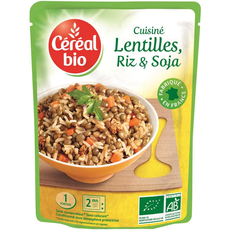 Lentejas, arroz y soja ecológicos 250g - CEREAL Bio